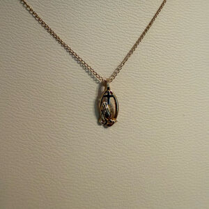 Women's Gold Tone Necklace 1/20 14k GF Praying Hands Cross Beautiful Gold Silver